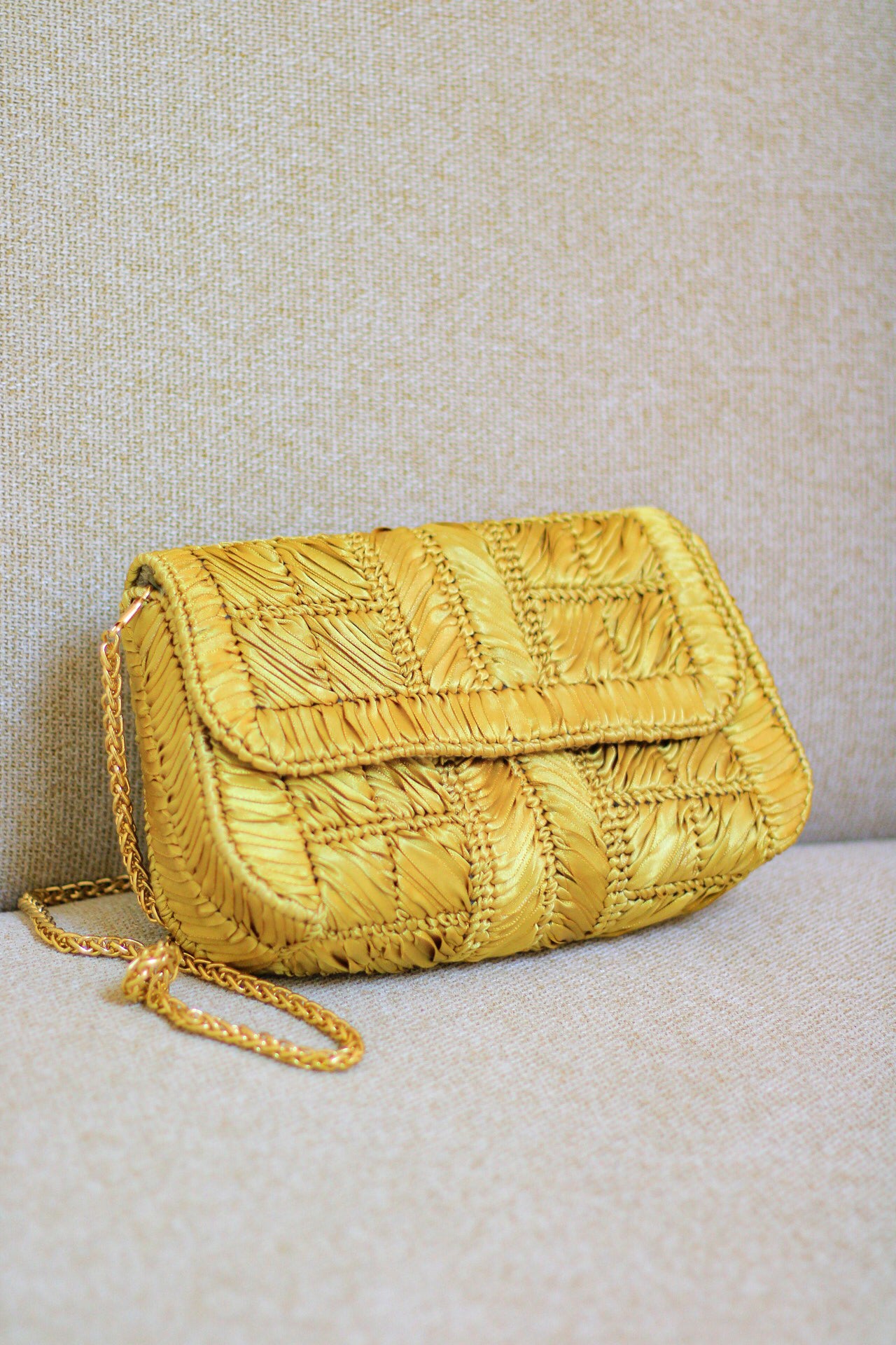 Gold satin Handmade Bag