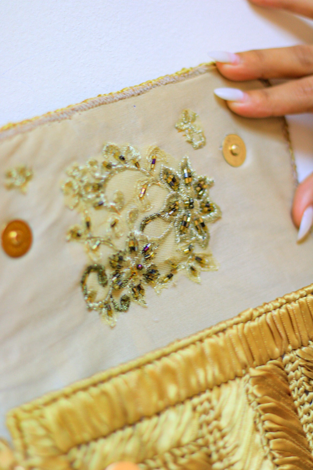 Gold satin Handmade Bag