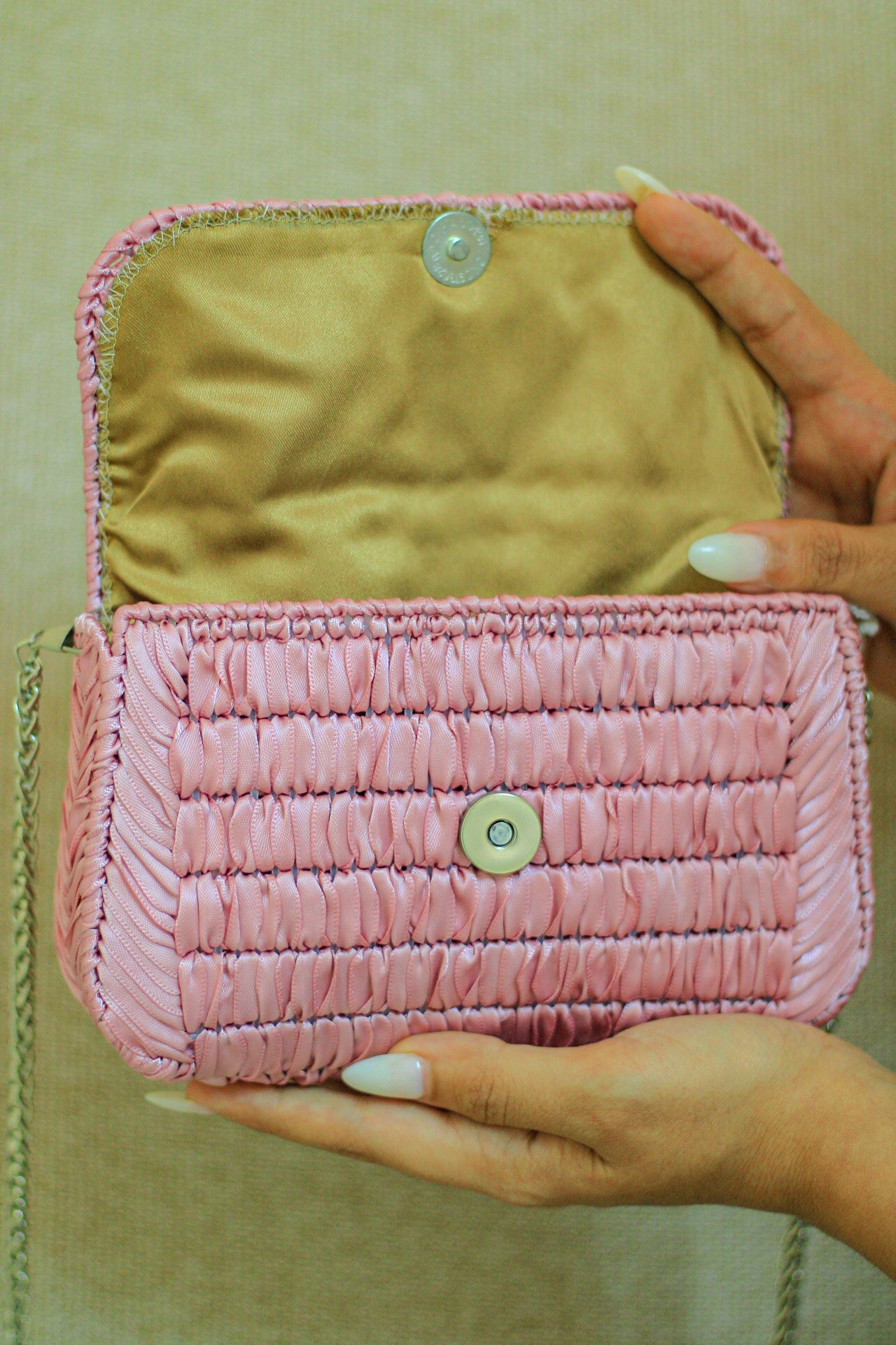 Pink Satin Handmade Bag