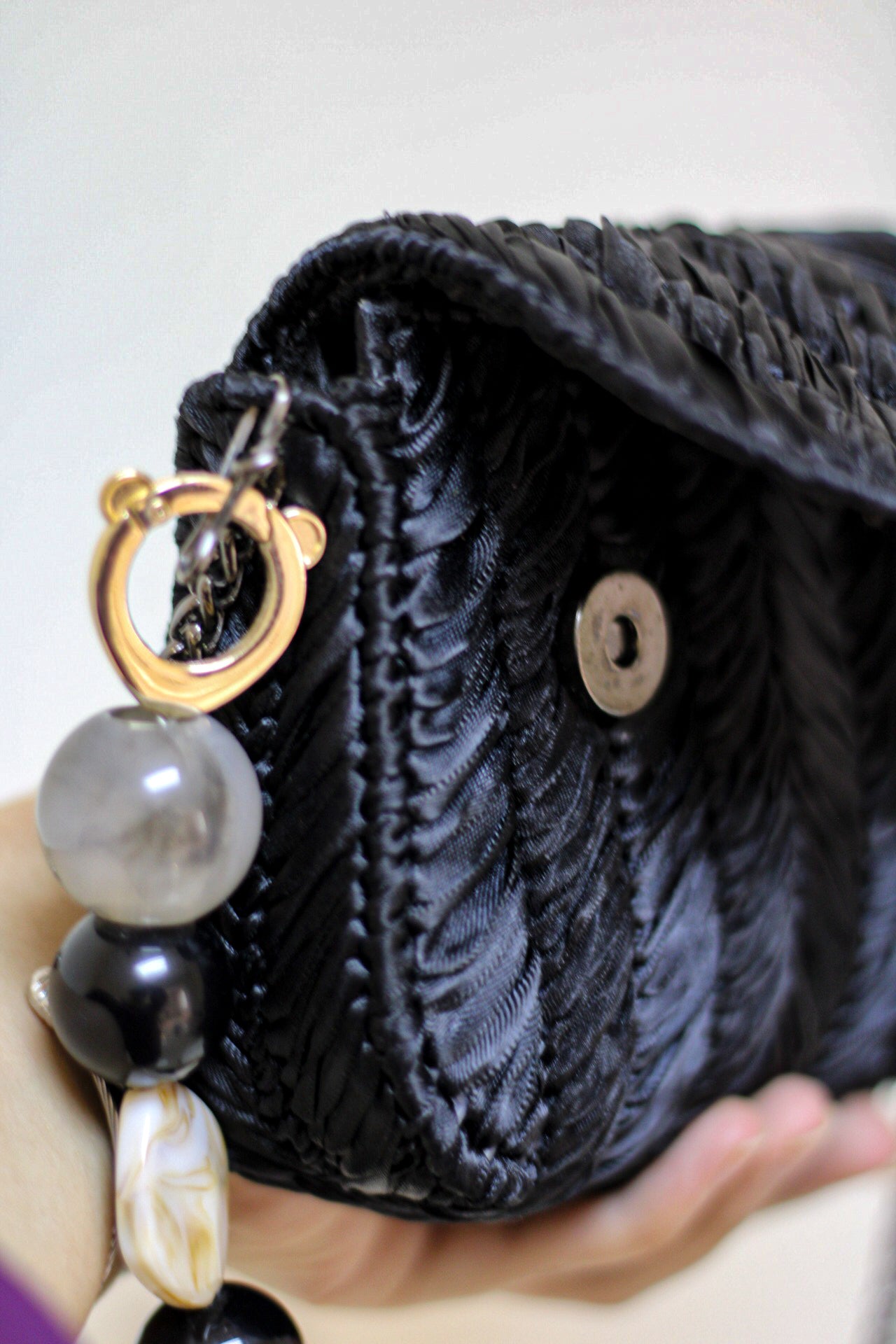 Black Satin Handmade Bag