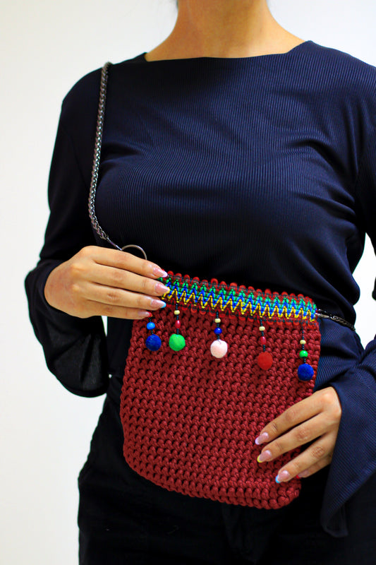 Maroon Medium corchet Bag