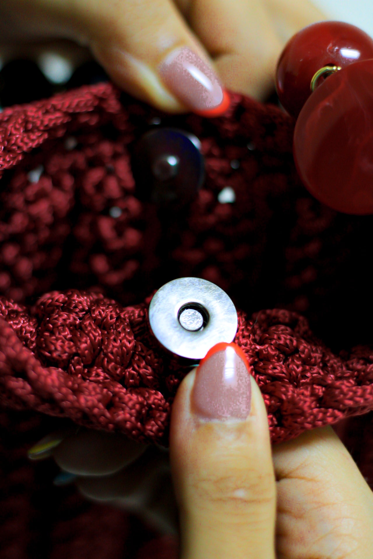 Maroon crochet with pearl