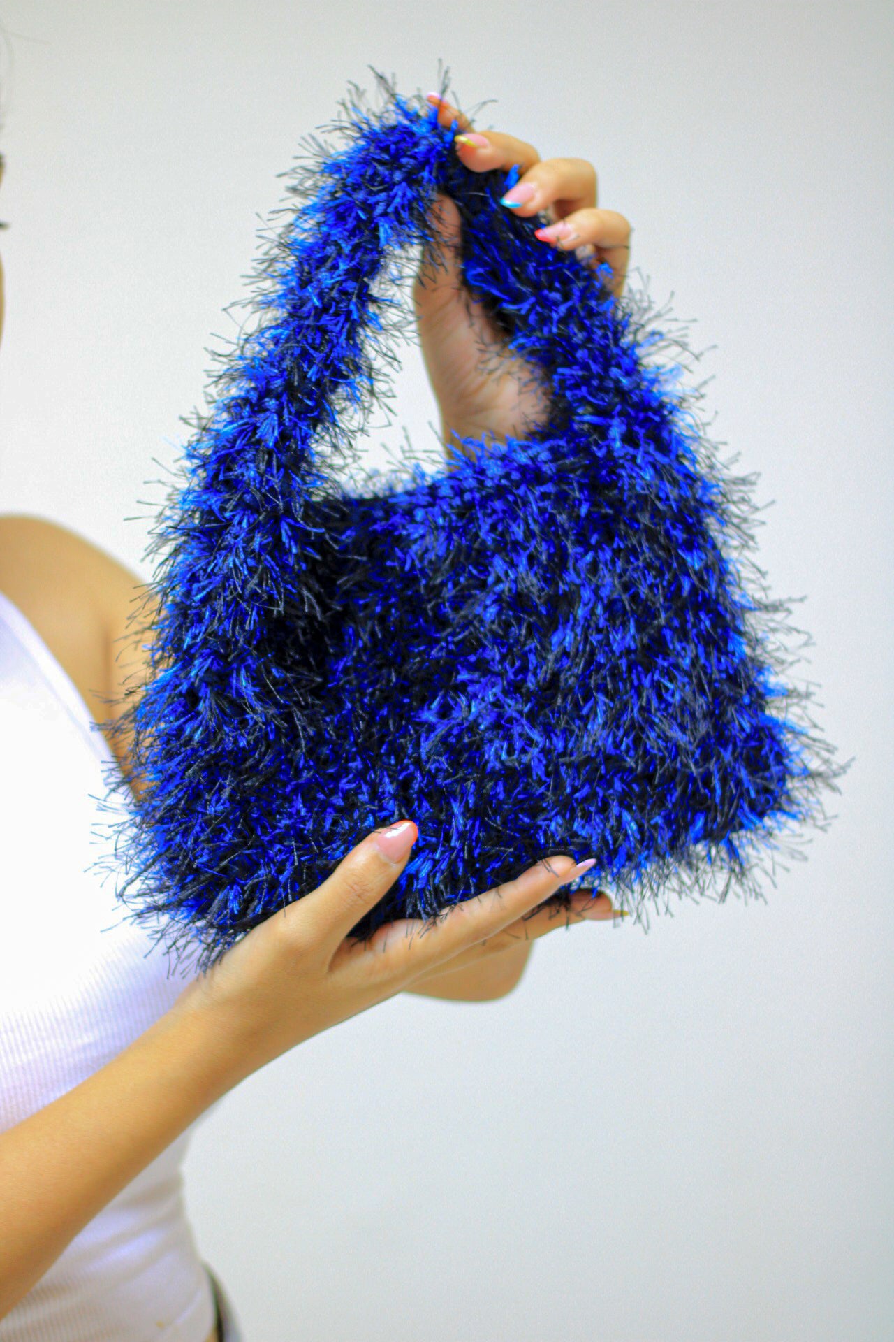 Medium Blue Fur bag