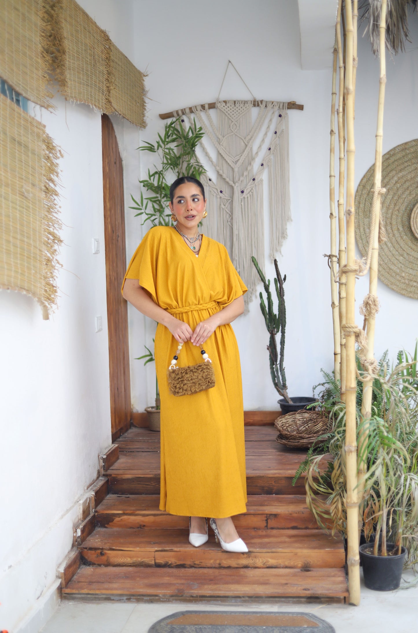 Mustard plexus dress