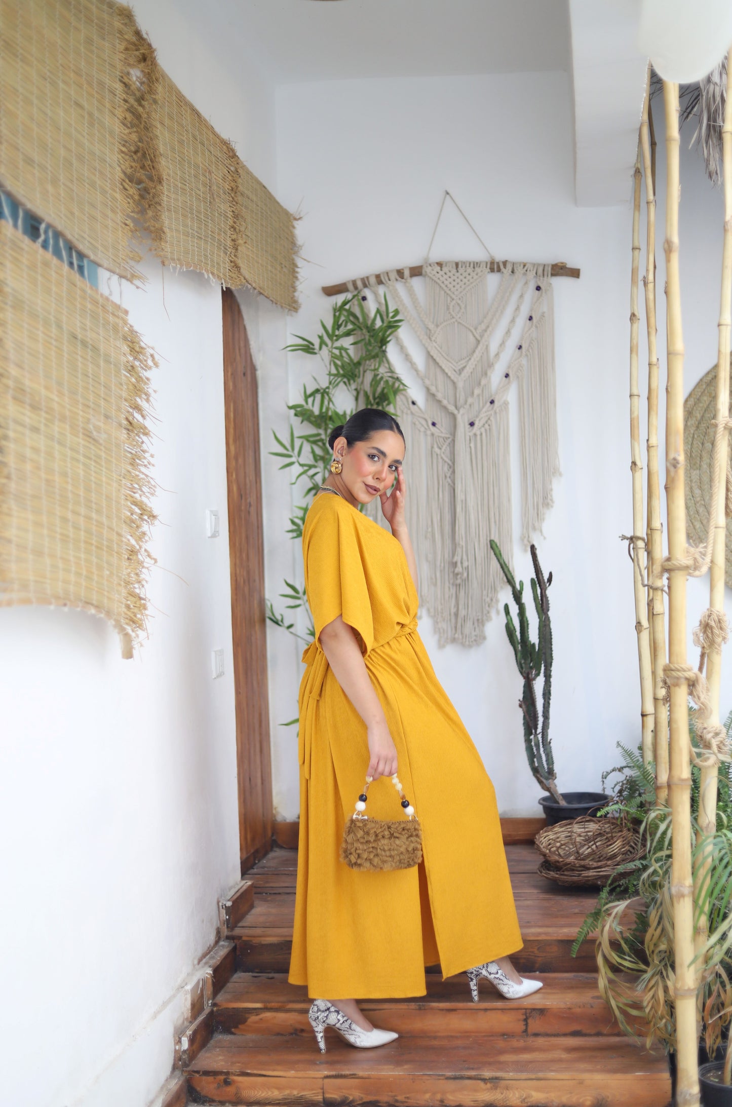 Mustard plexus dress