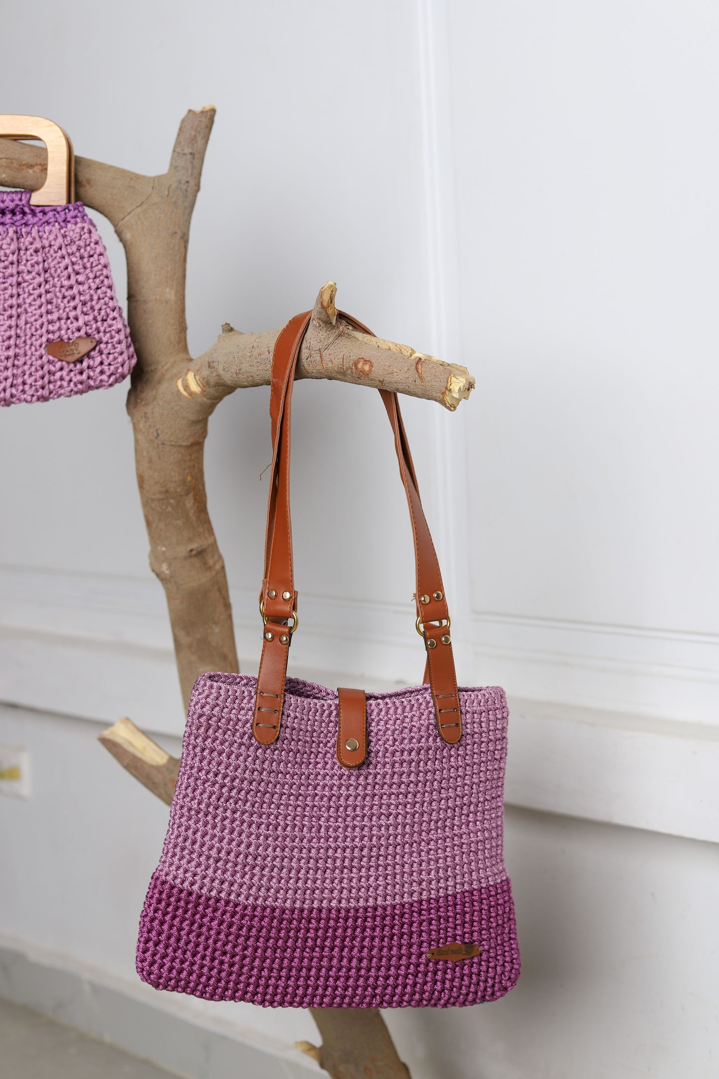 Big Purple Bag with leather hand