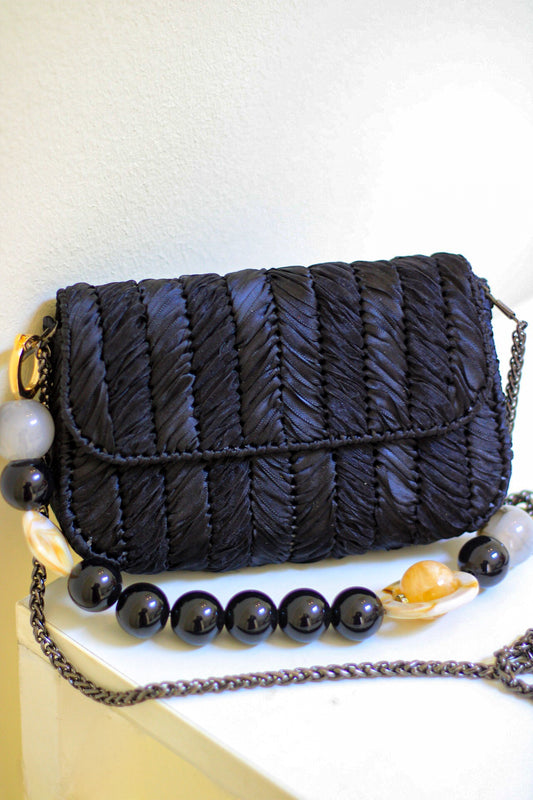 Black Satin Handmade Bag